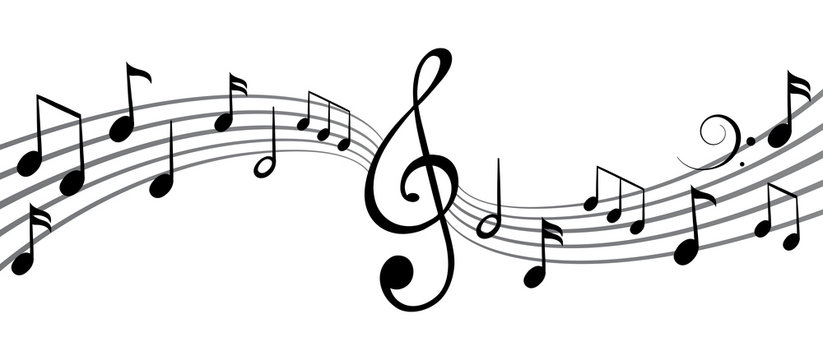 Music notes wave, group musical notes background – vector for stock