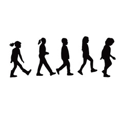 children walking silhouette vector