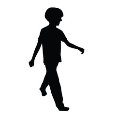 a boy walking silhouette vector