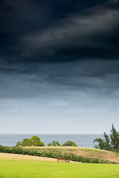 Maui overlooking the ocean with storm clouds