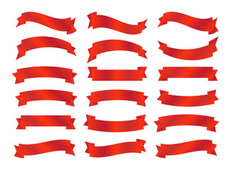 Retro style ribbons set. Ribbon banner vector. Christmas red ribbons banner