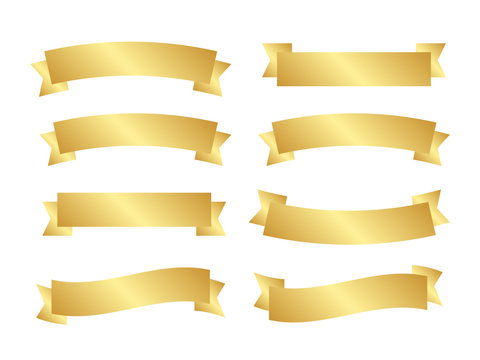 Golden ribbon set. Gold ribbons banner vector