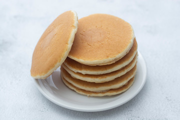 Fototapeta na wymiar Pancakes breakfast or snack, isolated on white background.