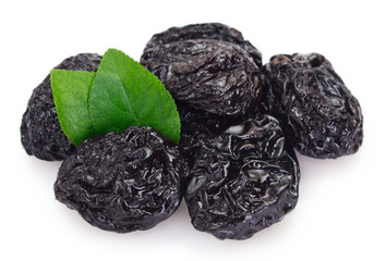 Prunes on white background