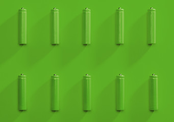 Green alkaline batteries colorful pattern