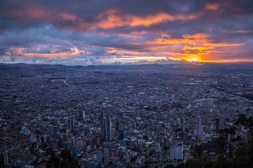 Sunset over Bogota, Colombia