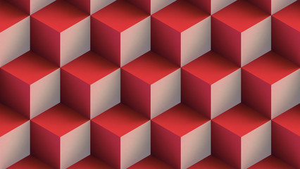 cubes background red blocks pattern low poly 3d illustration