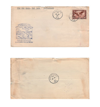 Canadian Air Mail Vintage 1936 Envelope Front and Back