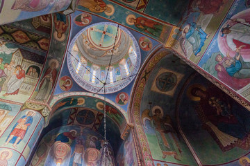 Fototapeta na wymiar TBILISI, GEORGIA - JULY 17, 2017: Interior of St Nicholas church at Narikala in Tbilisi, Georgia