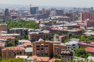 Skyline of Yerevan from the Cascade complex, Armenia