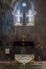 TATEV, ARMENIA - JULY 8, 2017: Interior of the church in Tatev monastery, Armenia