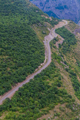 Road between Tatev and Halidzor in Vorotan river valley, Armenia.
