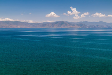Mountains and lake Sevan in Armenia
