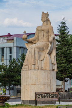 AKHALTSIKHE, GEORGIA - JULY 13, 2017: Monument of queen Tamar in Akhaltsikhe, Georgia
