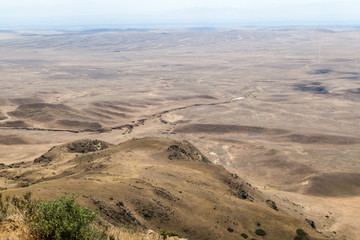 Landscape of Azerbaijan as seen from Davit Gareja monastic complex in Georgia