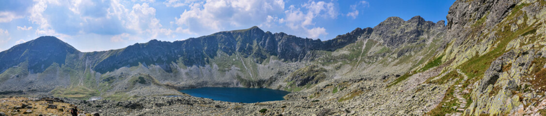 Naklejka na ściany i meble Panorama of Five Lake Valley in Tatras