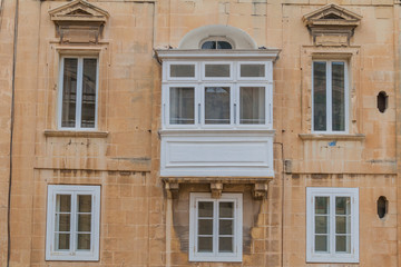 Fototapeta na wymiar Typical Maltese balcony (gallarija) in Valletta, Malta