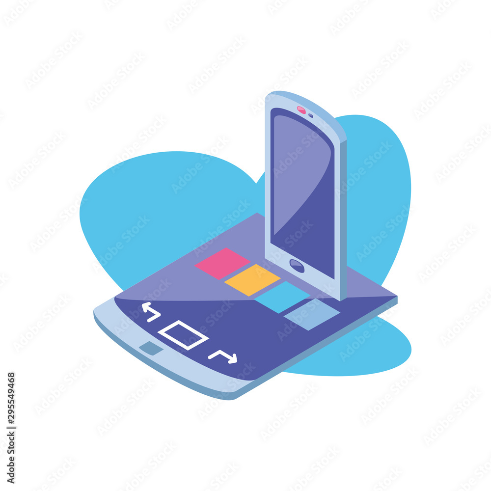 Sticker smartphone screen on white background