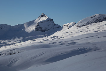 Panorama of winter snowy Alps