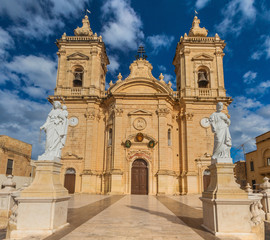 Fototapeta na wymiar Xaghra Parish Church on Gozo island, Malta