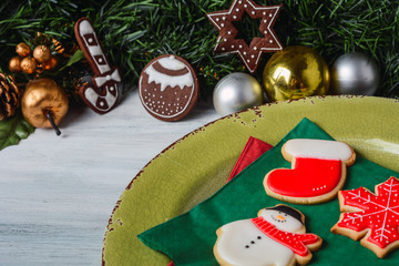 Christmas cookies with festive decoration.