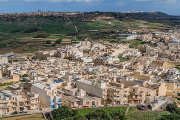Aerial view of Victoria town, Gozo Island, Malta
