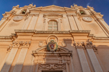 Fototapeta na wymiar St. Paul's Cathedral in the fortified city Mdina in the Northern Region of Malta