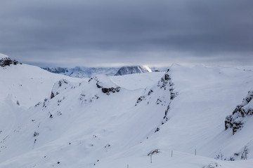 Panorama of winter snowy Alps