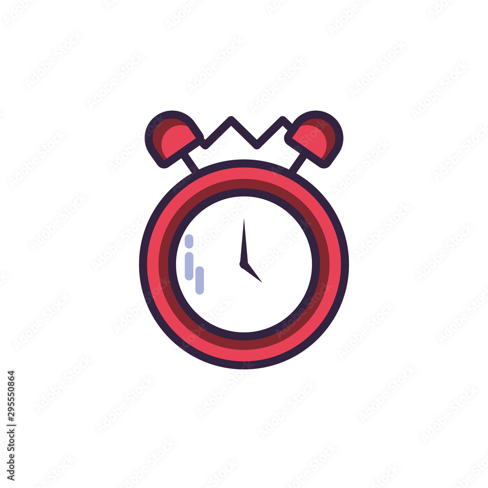 Poster alarm clock of color red on white background