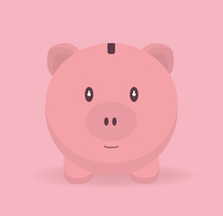 Vector illustration. Pink piggy bank.
