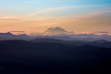 Mount Rainer, active volcano in Washington State, USA. Panoramic View from Sherrard Point, Fire...
