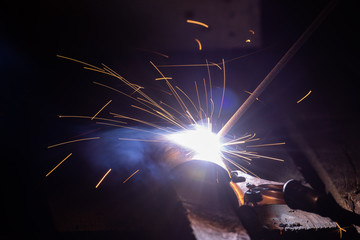 Hot sparks from metal welding