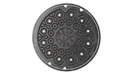 Manhole city, old retro style. 3D rendering