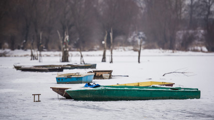 boat on the beach winter