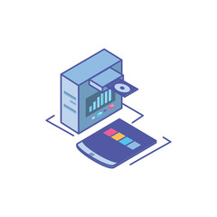 smartphone screen with server equipment