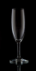 Empty glass on black background
