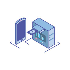 smartphone screen with server equipment