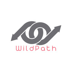 linked circle overlap path way arrow logo vector