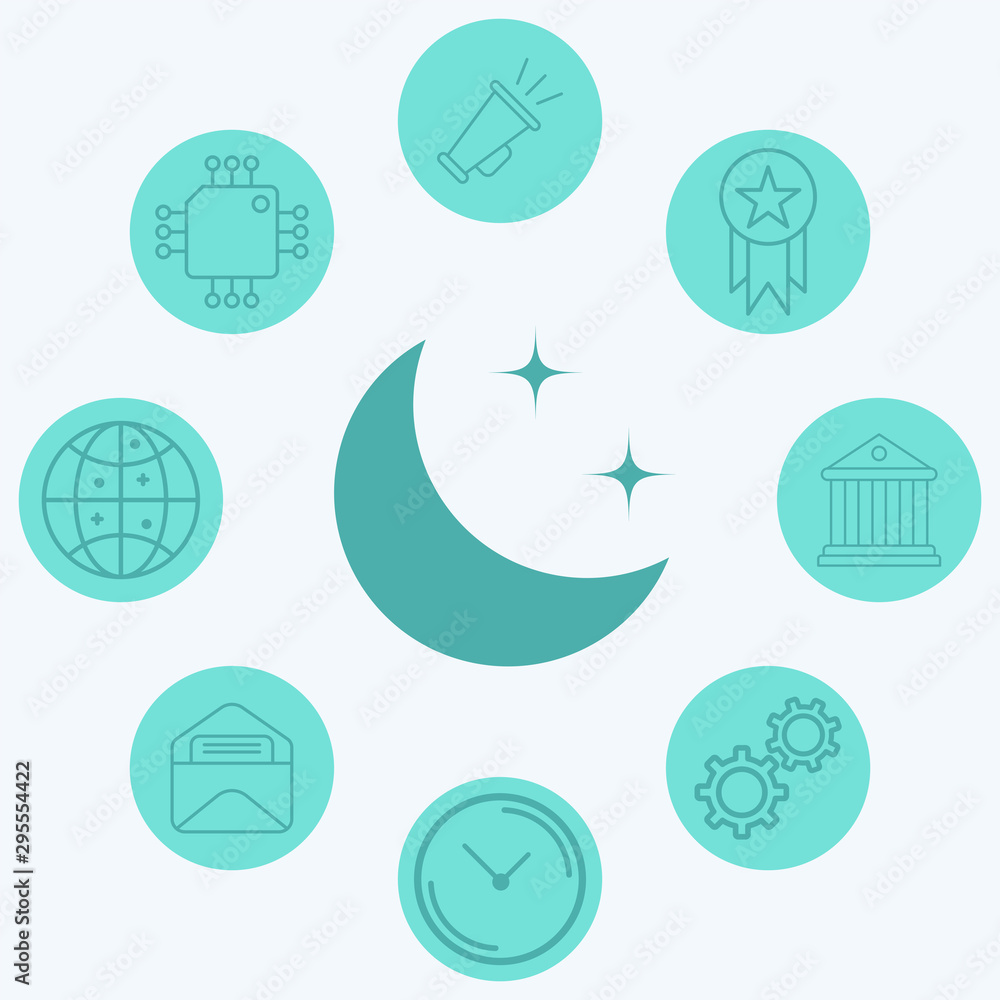 Wall mural Half moon vector icon sign symbol