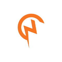 abstarct letter c n thunder strike logo vector