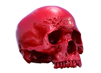 Human skull on Rich Colors a Black Background. The concept of death, horror. A symbol of spooky Halloween. October 31, Сoven, holiday, Graphic resources. 3d rendering illustration.