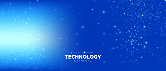 Big Data Concept. Technology Poster. Blue 