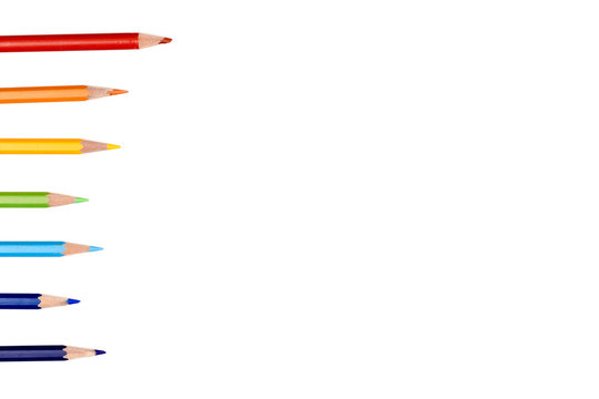 Colorful rainbow pencil color frame border background. Colorful pencil color frame border on white backgroun