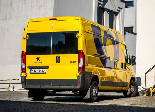Yellow Peugeot Boxer van of Ceska posta (Czech post office)