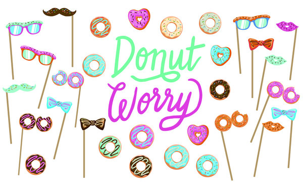 Photo booth props Donut, Printable Photo Booth Props, Booth prop party elements, Donut Party Printables, Donut Birthday Party
