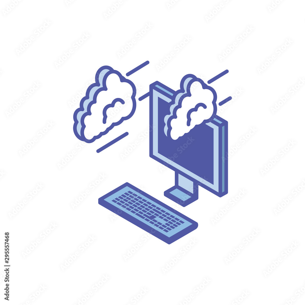 Poster desktop computer screen with cloud information