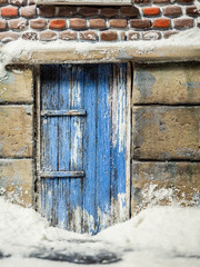 The blue door in the winter