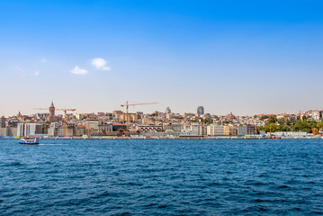 Fototapeta na wymiar Istanbul, Turkey, 29 June 2019: Karakoy Galata Port and Tophane.