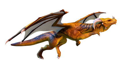 3D Rendering Fairy Tale Dragon on White