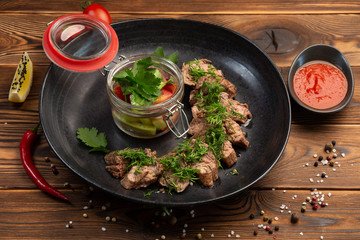 machete steak minced veal steak with fresh salad and spicy sauce